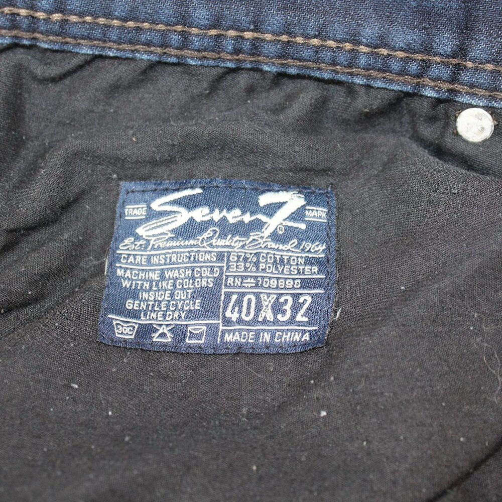Seven7 Straight Denim Jeans Mens Size 39 X 31 Blue Dark Wash 5-Pocket Whisker - Picture 13 of 14
